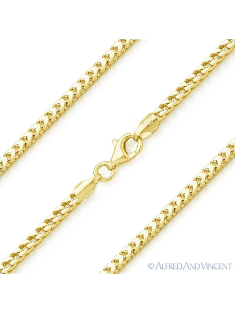 1.8mm Franco Arrow-Link Chain Necklace In .925 Sterling Silver W/ 14k Ygold 24"